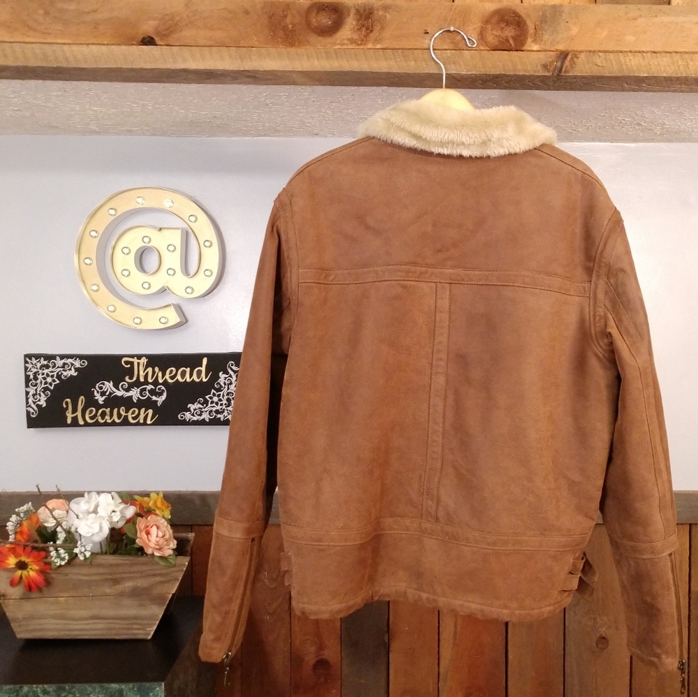 Leather Bomber Coat Ameri Mode - image 2